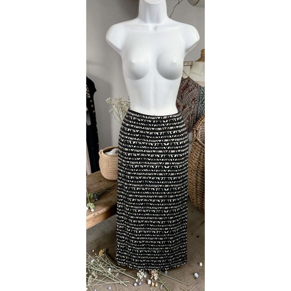 Bisou Bisou Michele Bohbot Pencil Skirt Sz M Black White Stretch Thick Pull On